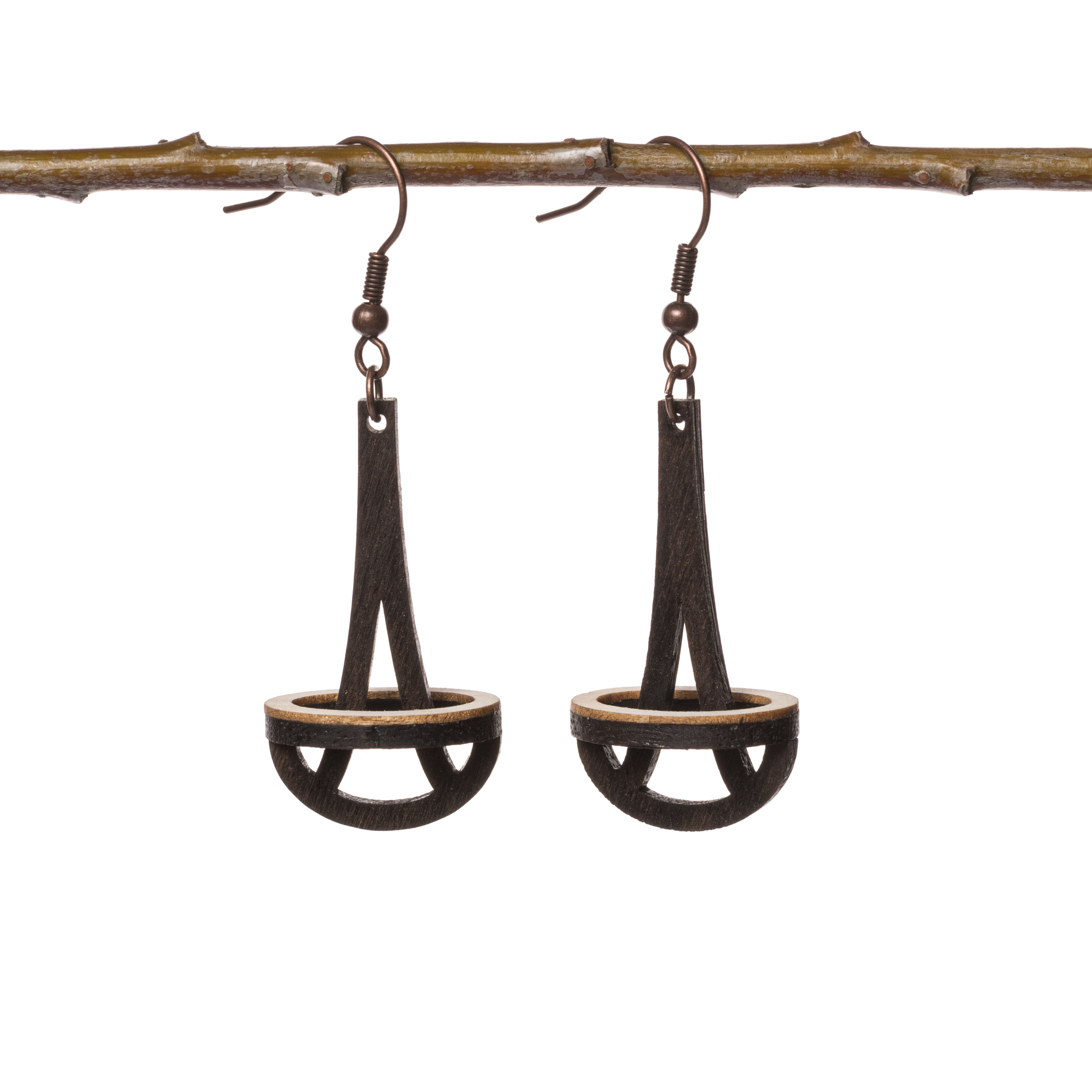 3D ovales courtes - Boucles d'oreilles en boi