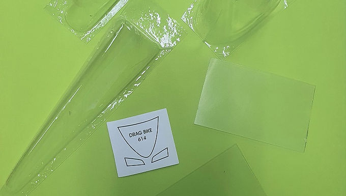 PROTRACK-0614 Drag bike clear body w/wing .010"