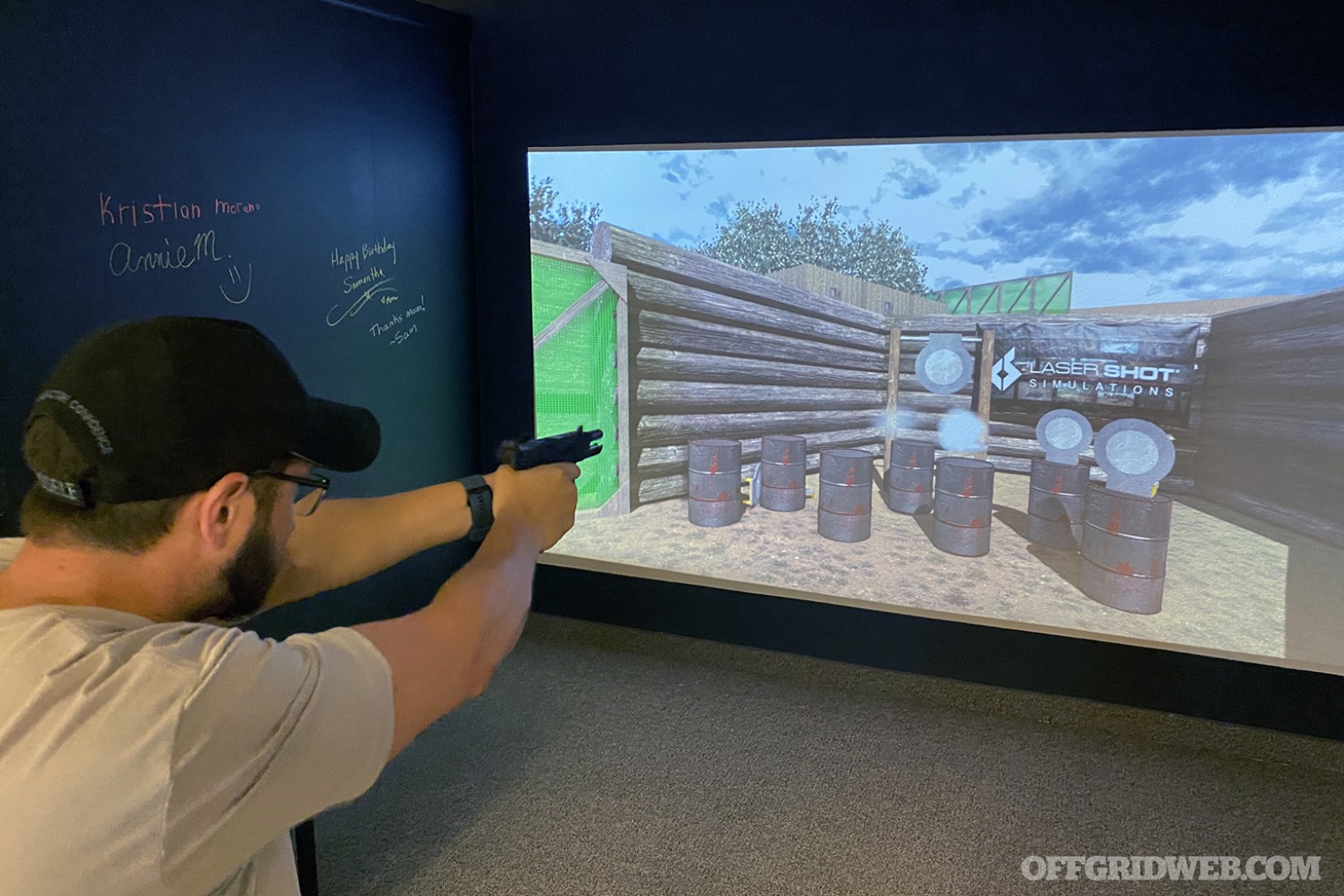 Shooter actively using the Camp Liberty Smokeless Range simulator