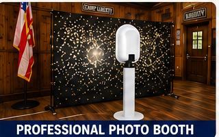 Photo booth with event backdrop