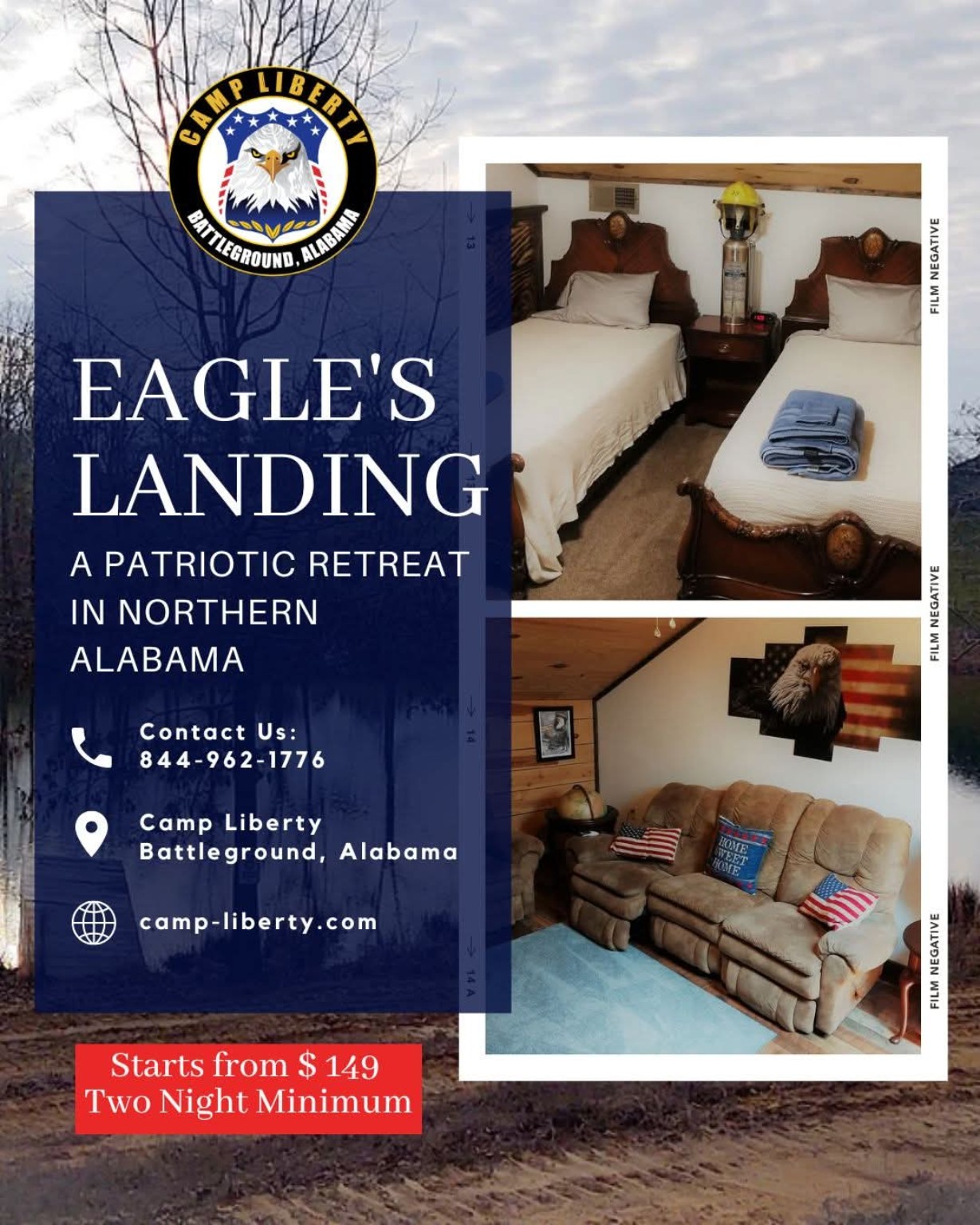 Authentic Camp Liberty eagle-s-landing promotional photography