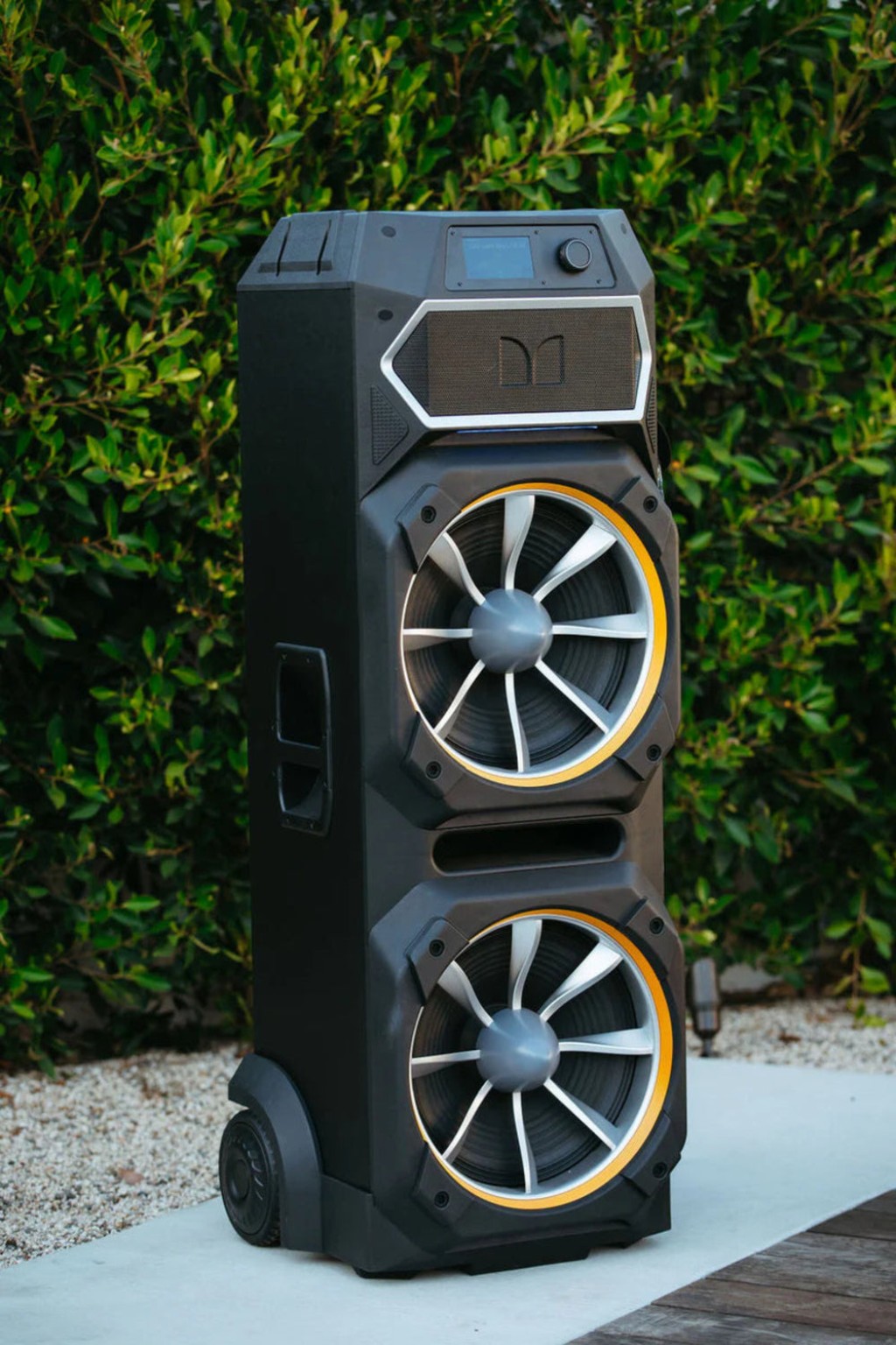MONSTER speaker outdoors for a gathering