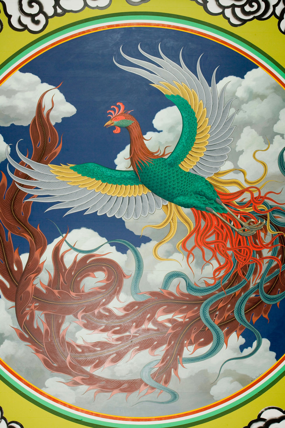 鳳凰 天井画 念佛宗山門上層