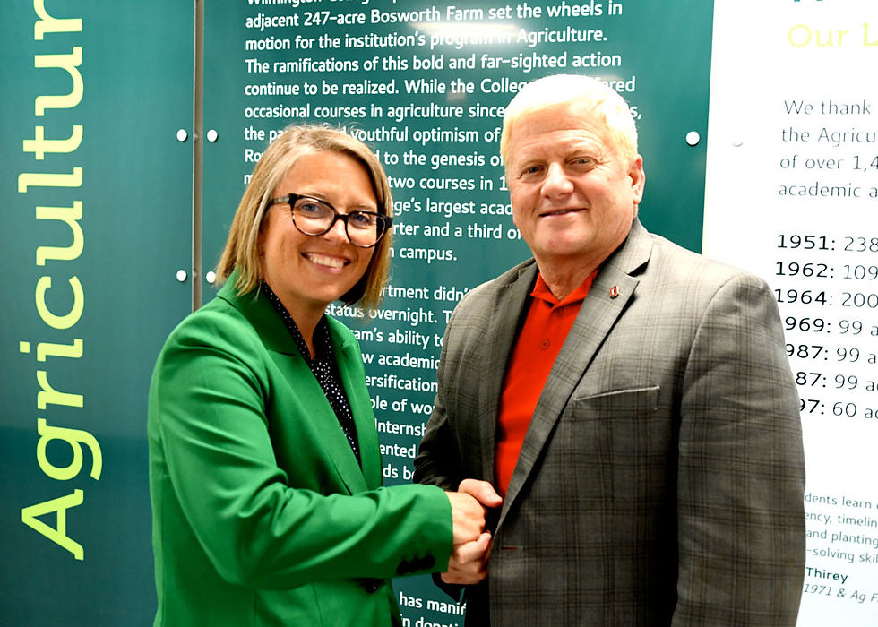 WC President Corey Cockerill is pictured, following Wednesday's meeting with OSU officials, with Rustin Moore, DVM, Ph.D., the Rita Dean Wolfe Endowed Dean of Ohio State's College of Veterinary Medicine.