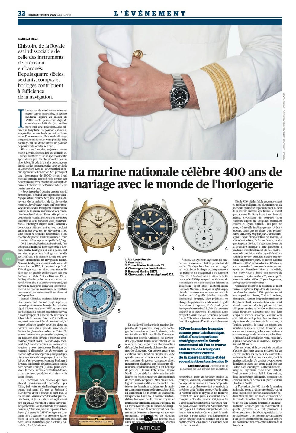 Pleine page dans LE FIGARO du mardi 6 octobre