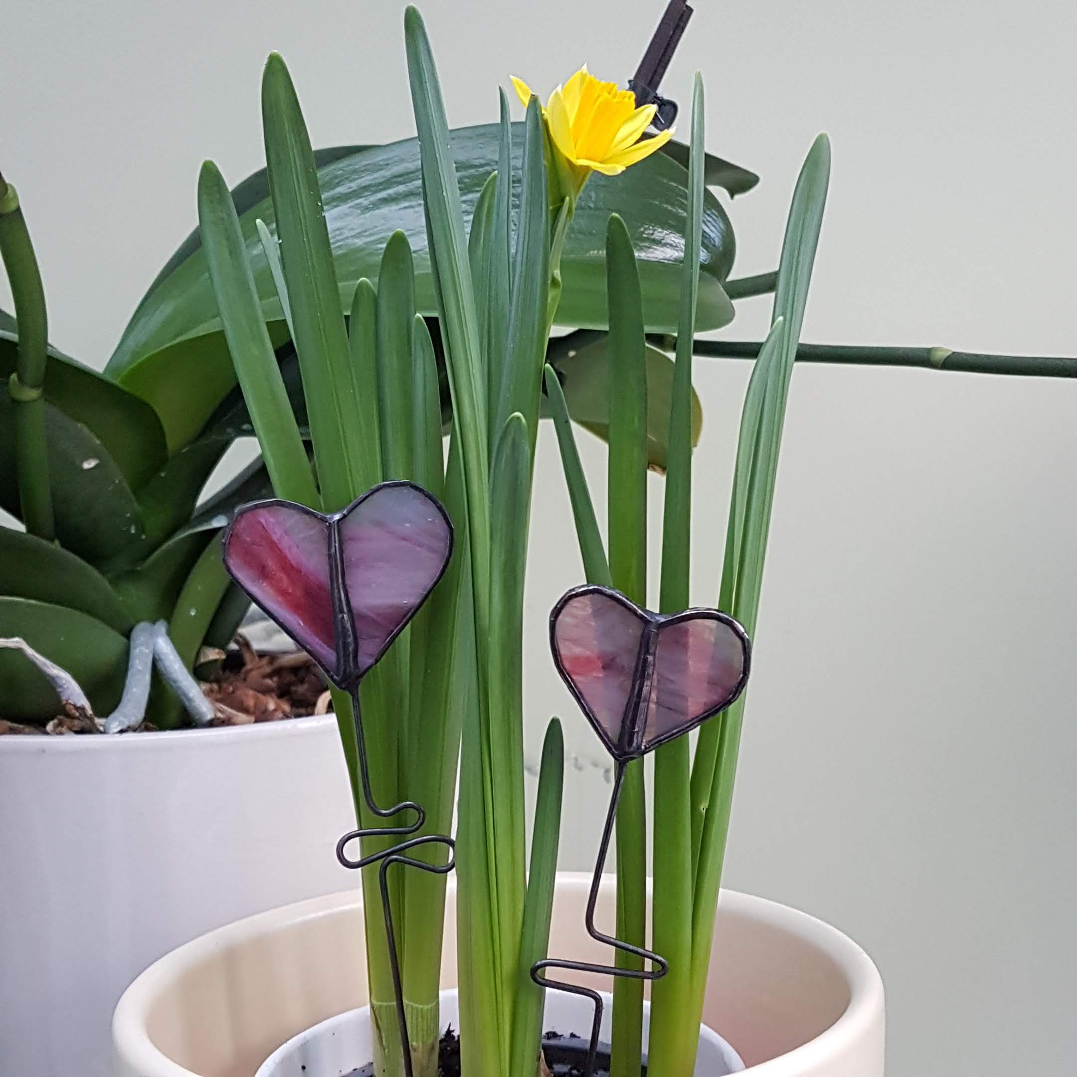 Pink Heart Plant Stake Suncatchers