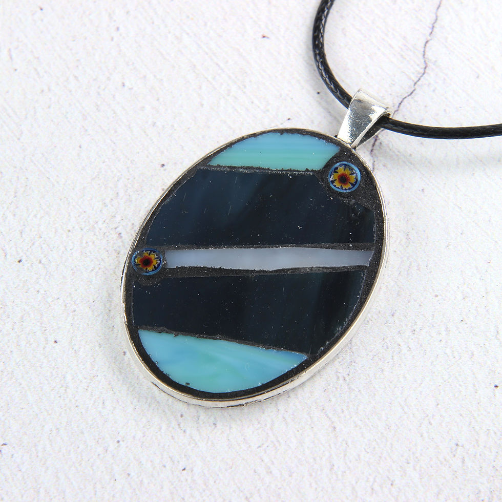 Thumbnail: Blue and Teal Oval Mosaic Pendant