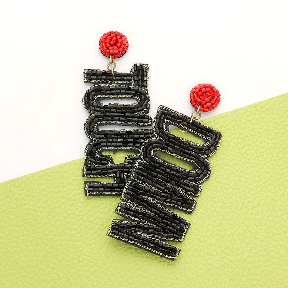 Game Day Beaded Touch Down Dangle Earrings