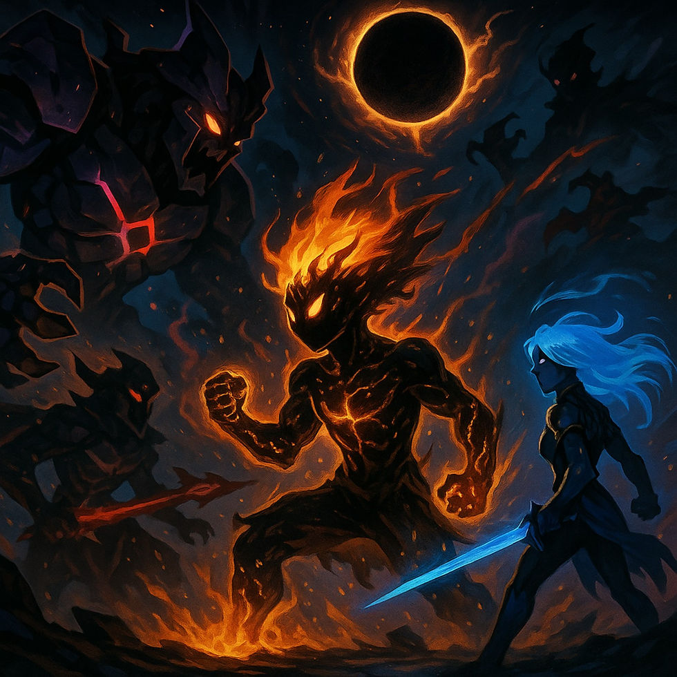 Thumbnail: Flamechild Awakens Decorative Pillow - Battle Artwork
