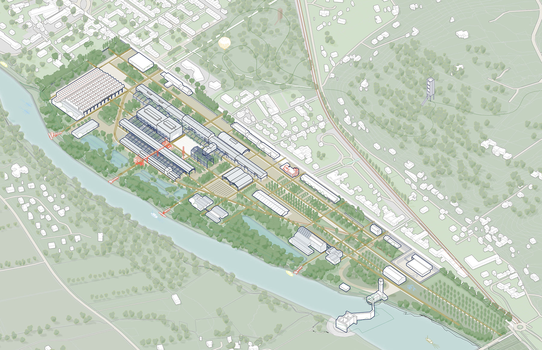 Axonométrie du projet de Rouille et d'Eau Fumel