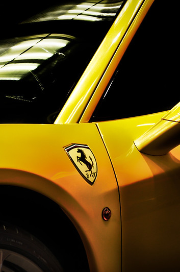 The Ferrari badge stands out in this sho