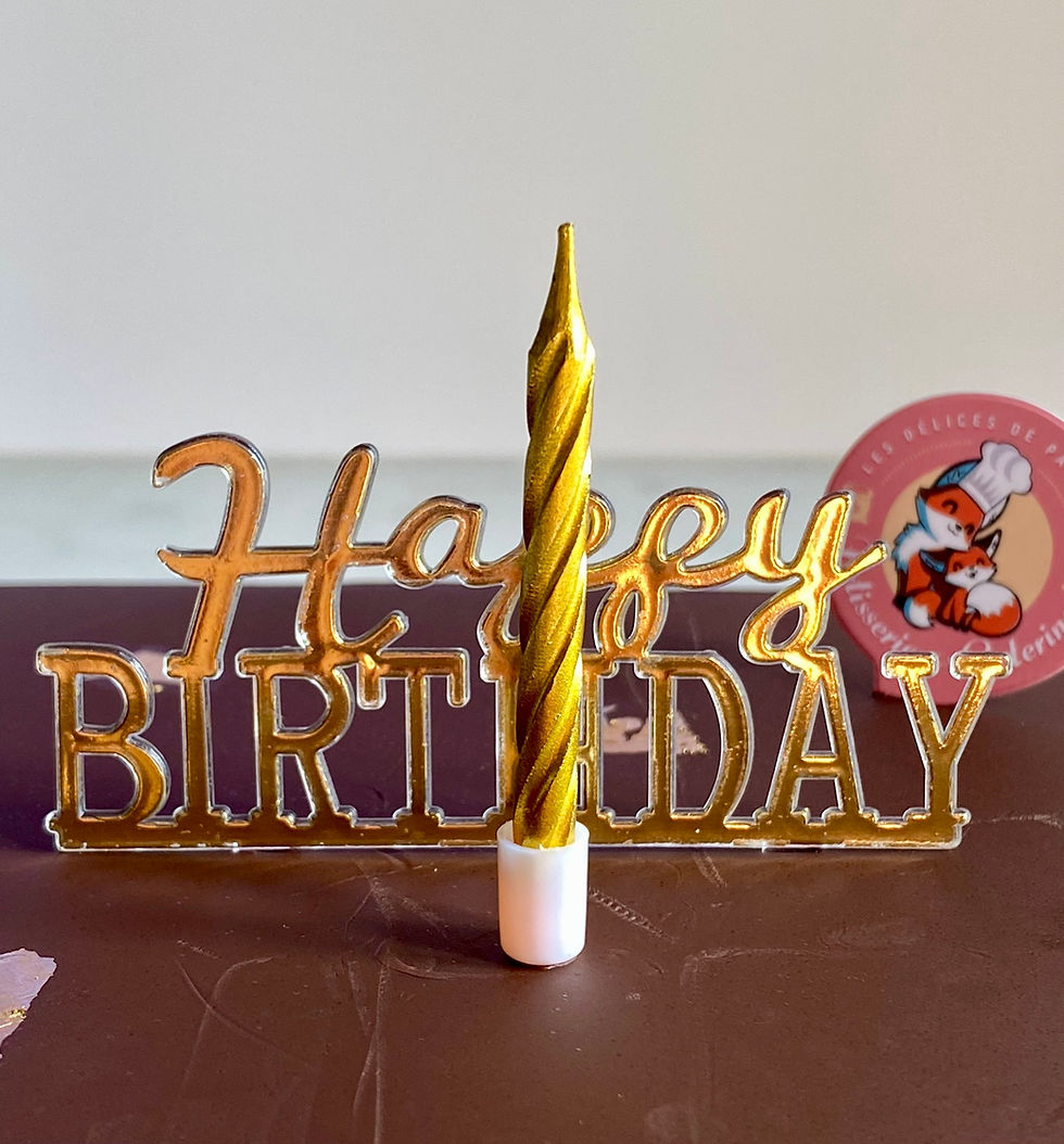 Thumbnail: Opera cake with free golden happy birthday topper and candle