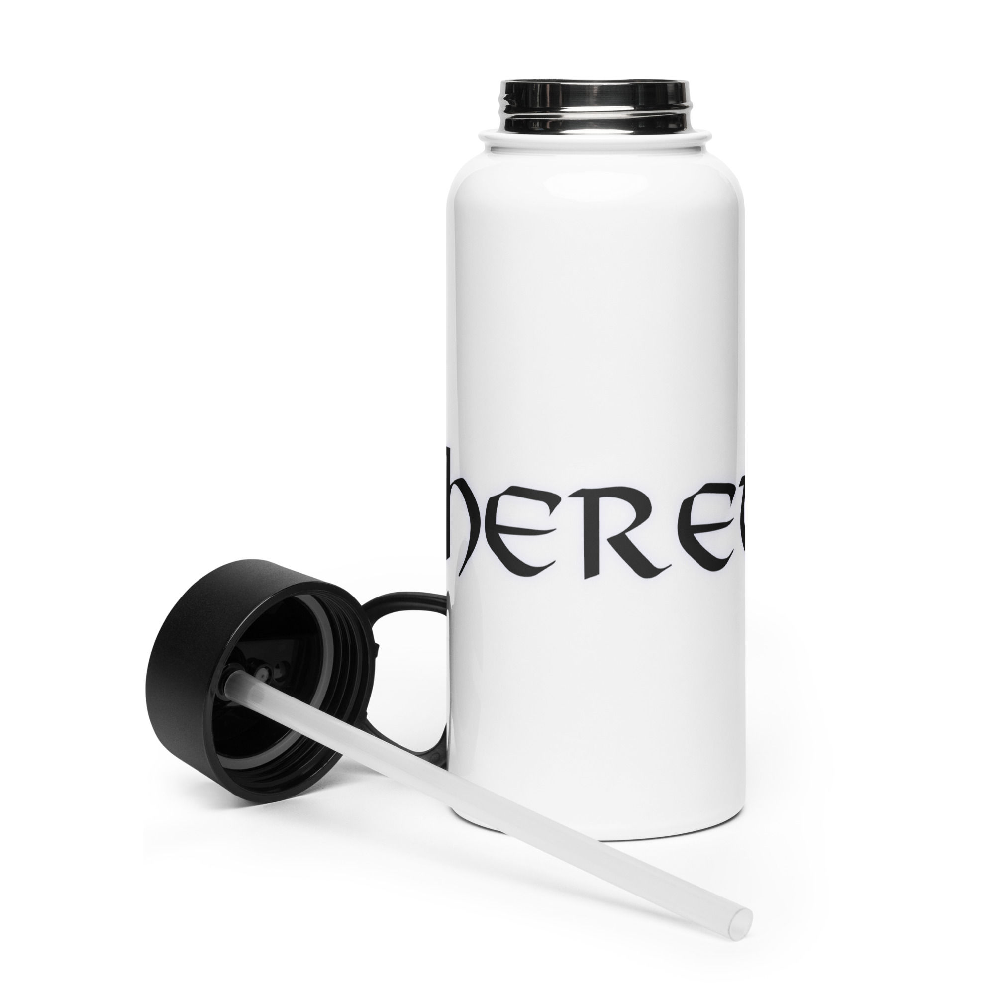 Stainless steel water bottle with a straw lid