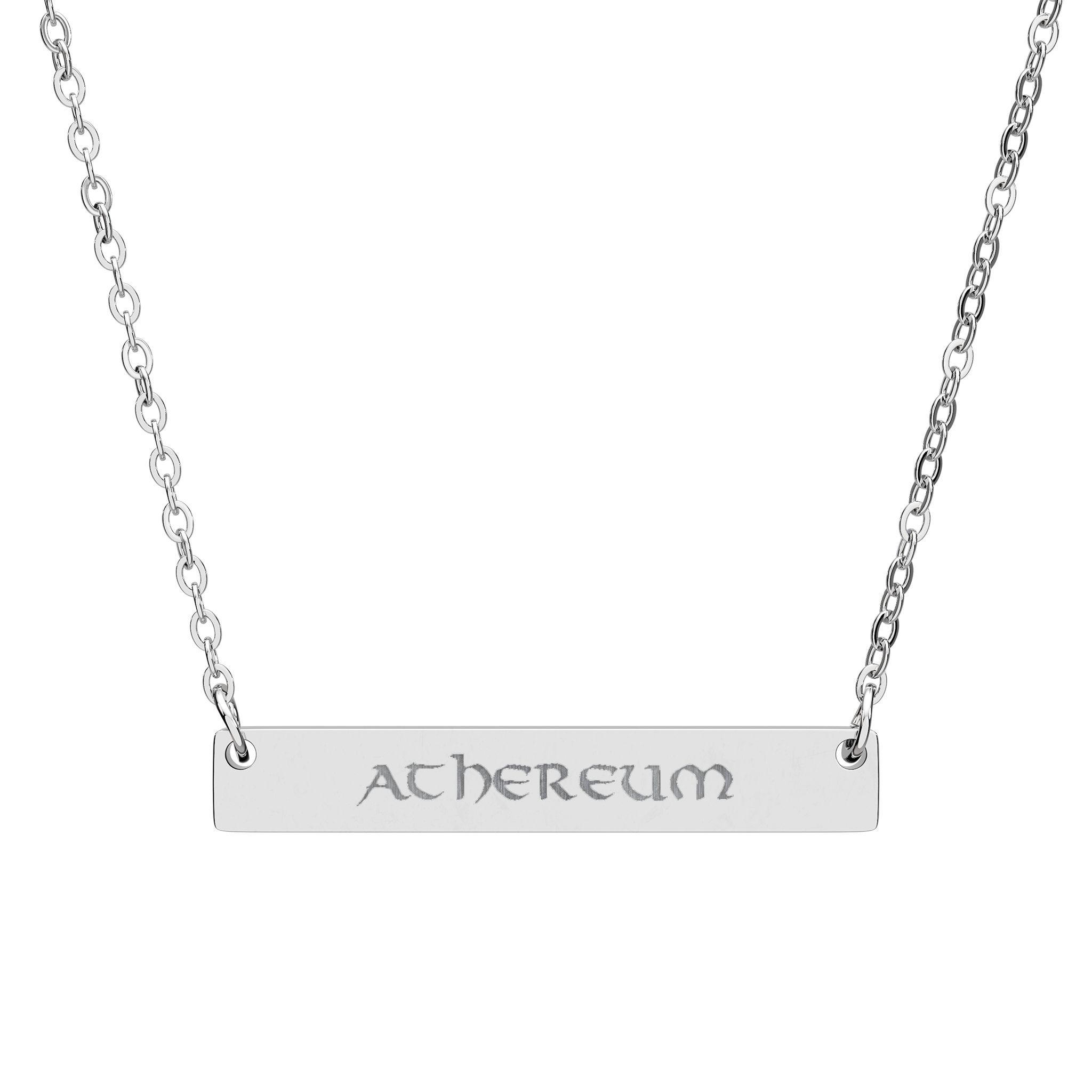 Engraved Horizontal Bar Necklace — Personalized Name Plate Pendant