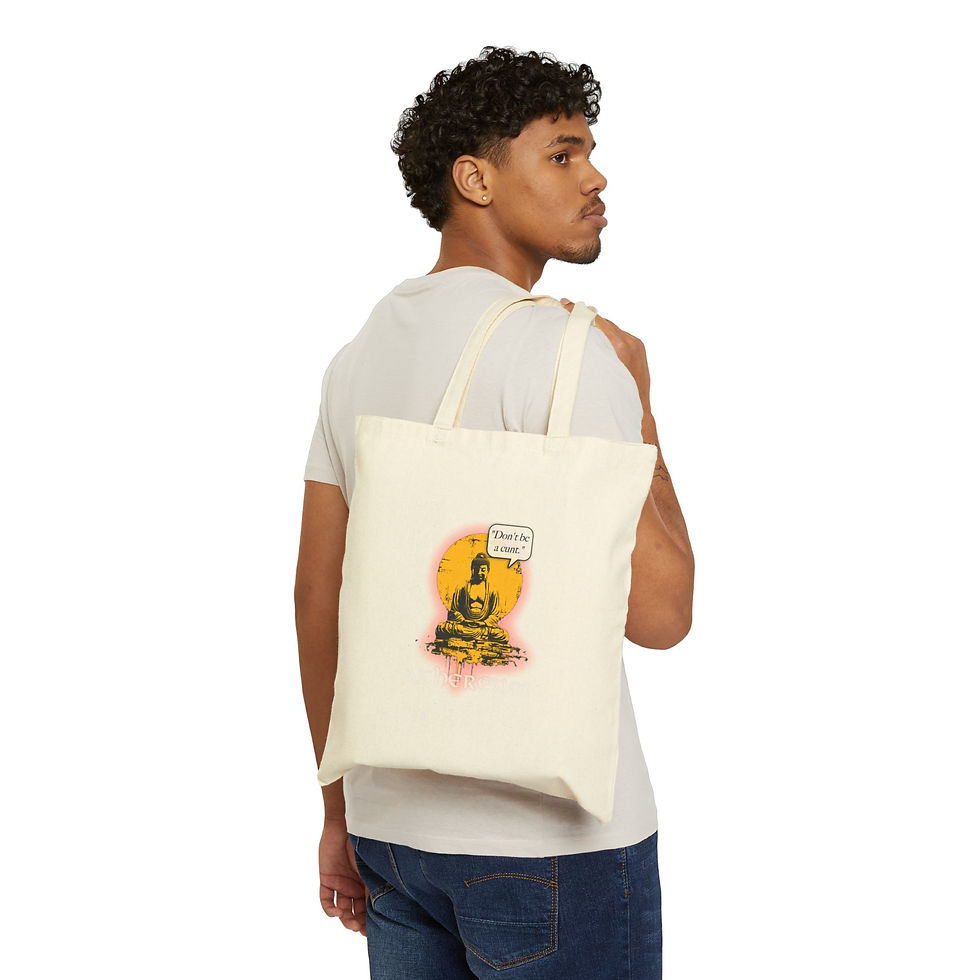 Thumbnail: Retro Buddha Design with "Don't Be a Cunt" Quote, Eco-Friendly Market Bag