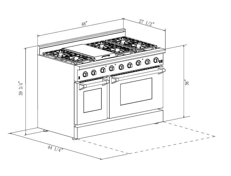 Thumbnail: Thor Kitchen 48" Dual Fuel Range 6 Burner With Griddle and Double Oven