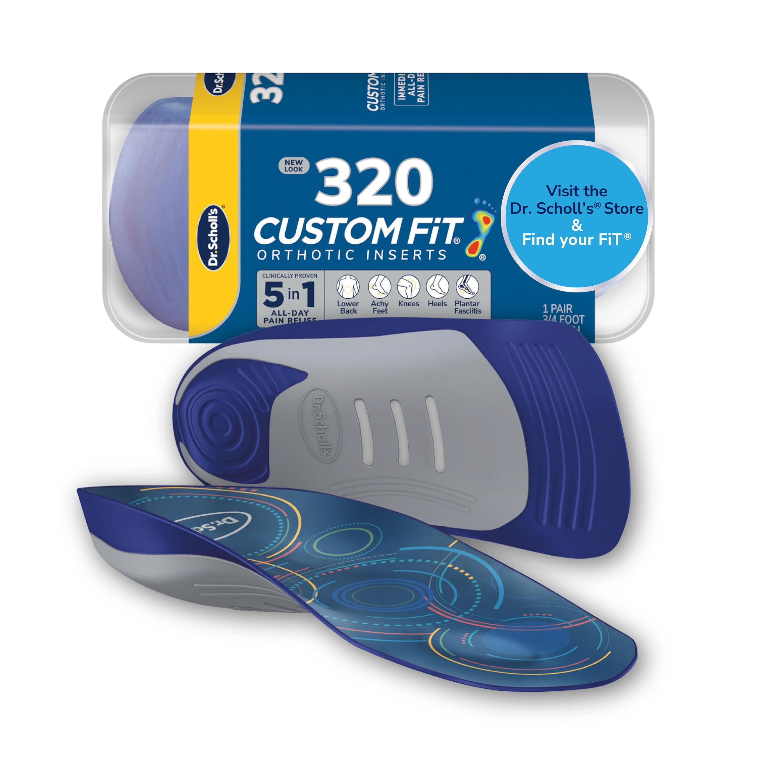 Dr. Scholl�s Fit Orthotics Arch Support Shoe Custom 3/4 Length - Plantar