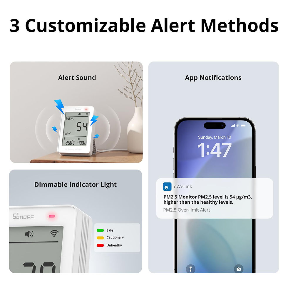 Thumbnail: SONOFF Air Quality with & Sensor, Display Smart Indoor Monitor & WiFi,