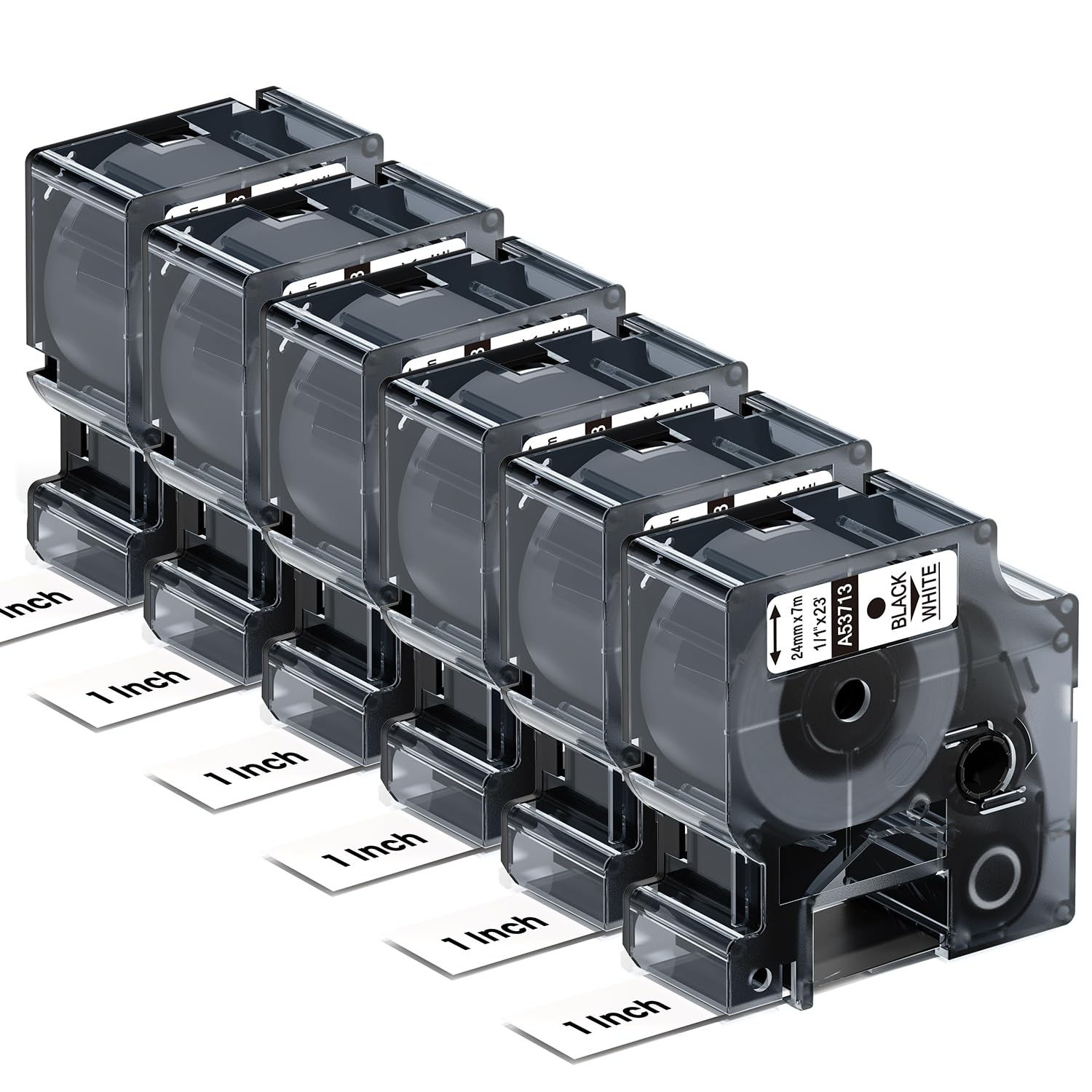 Colorty Label Tape Refills with Tape, 6 Pack 53713 Black White on x for