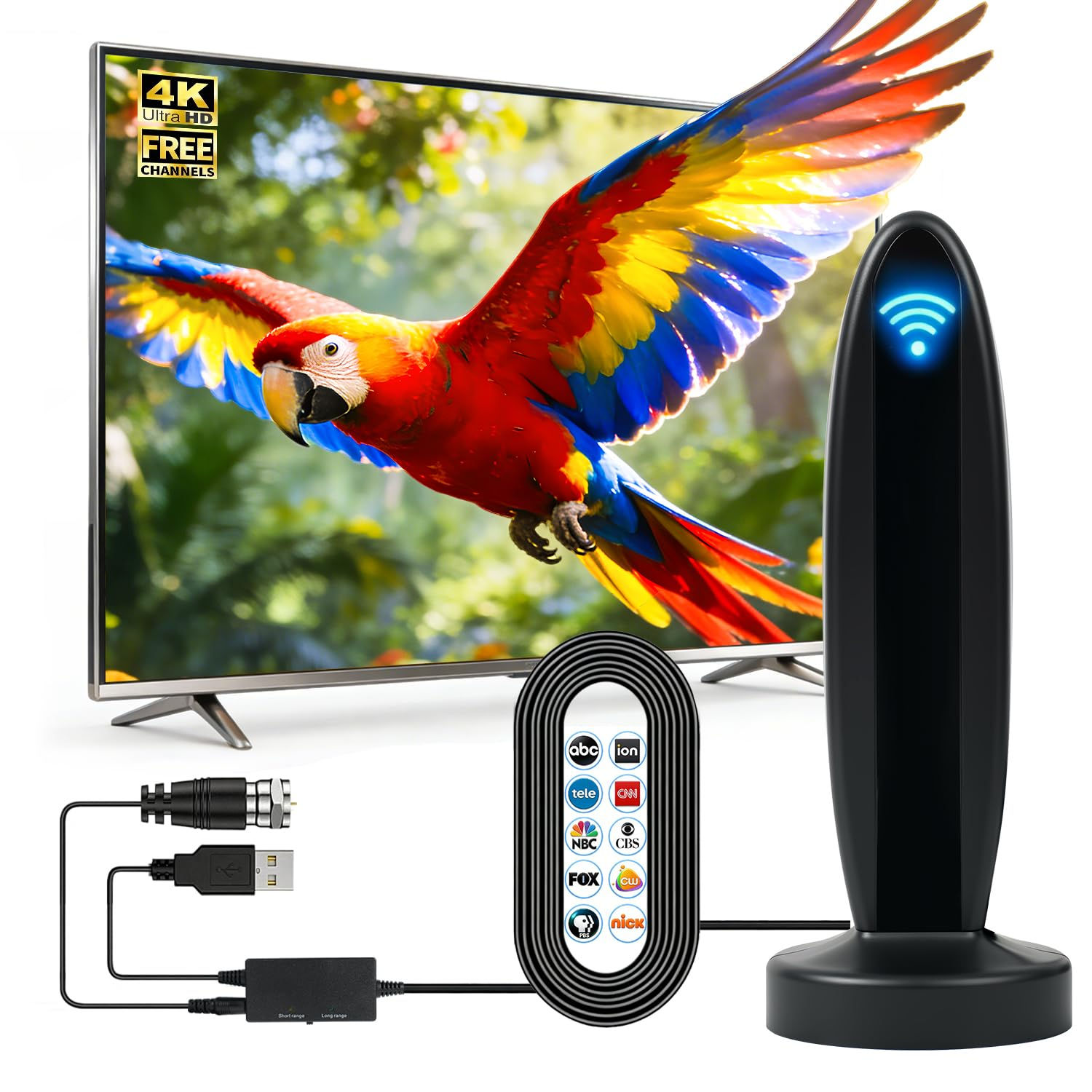2026 TV Antenna for HD Outdoor Smart Indoor, 1000+ TV Antenna for Free