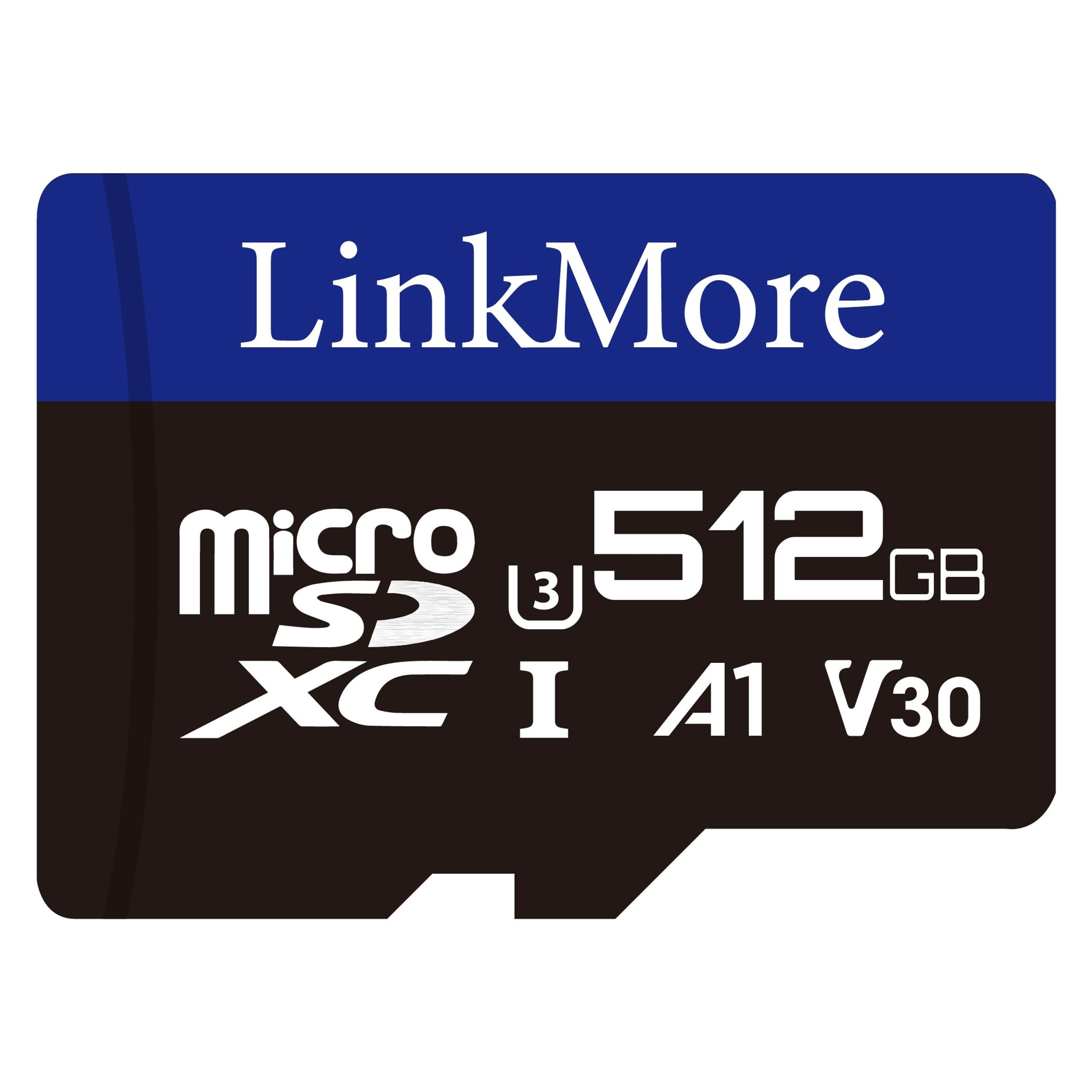 LinkMore XV13 512GB MicroSD Card, UHS-I U3 V30, A1 Speed, SD Adapter Included