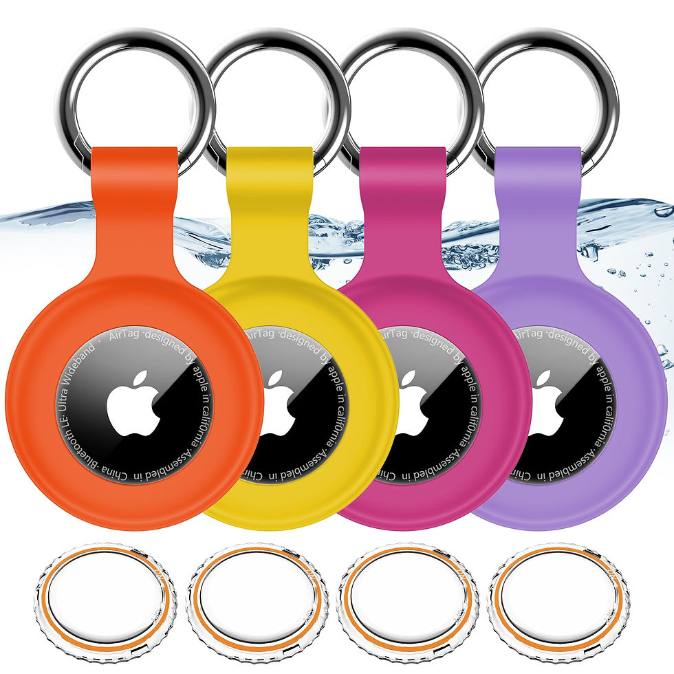 Thumbnail: IPX8 Waterproof Airtag Holder Keychain 4-Pack, Yellow+Purple+Orange+Rose Red