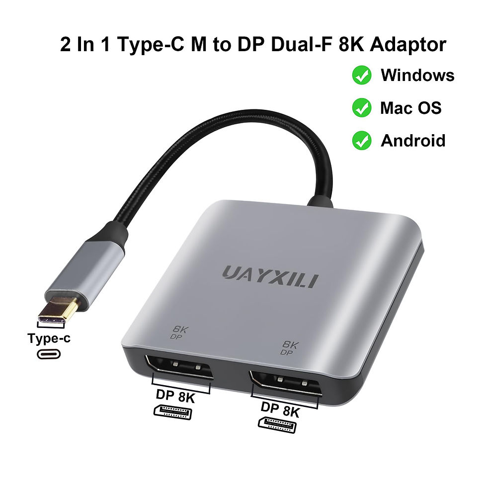 Thumbnail: USB-C to Dual DisplayPort Adapter, 8K@60Hz, DP Splitter for Windows