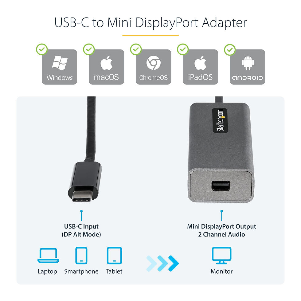 Thumbnail: StarTech.com USB C to DisplayPort Adapter, Mini 4K 60Hz Type C to DP Video