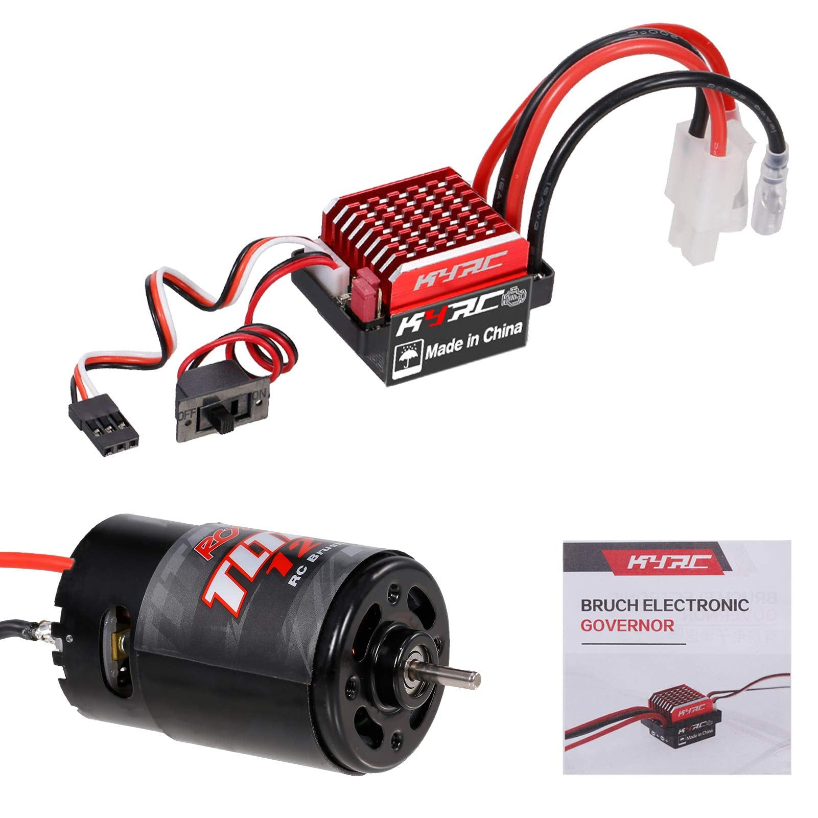 HUIOP RC Brushed with ESC Electric Motor, 550 12T Multicolor Speed Controller