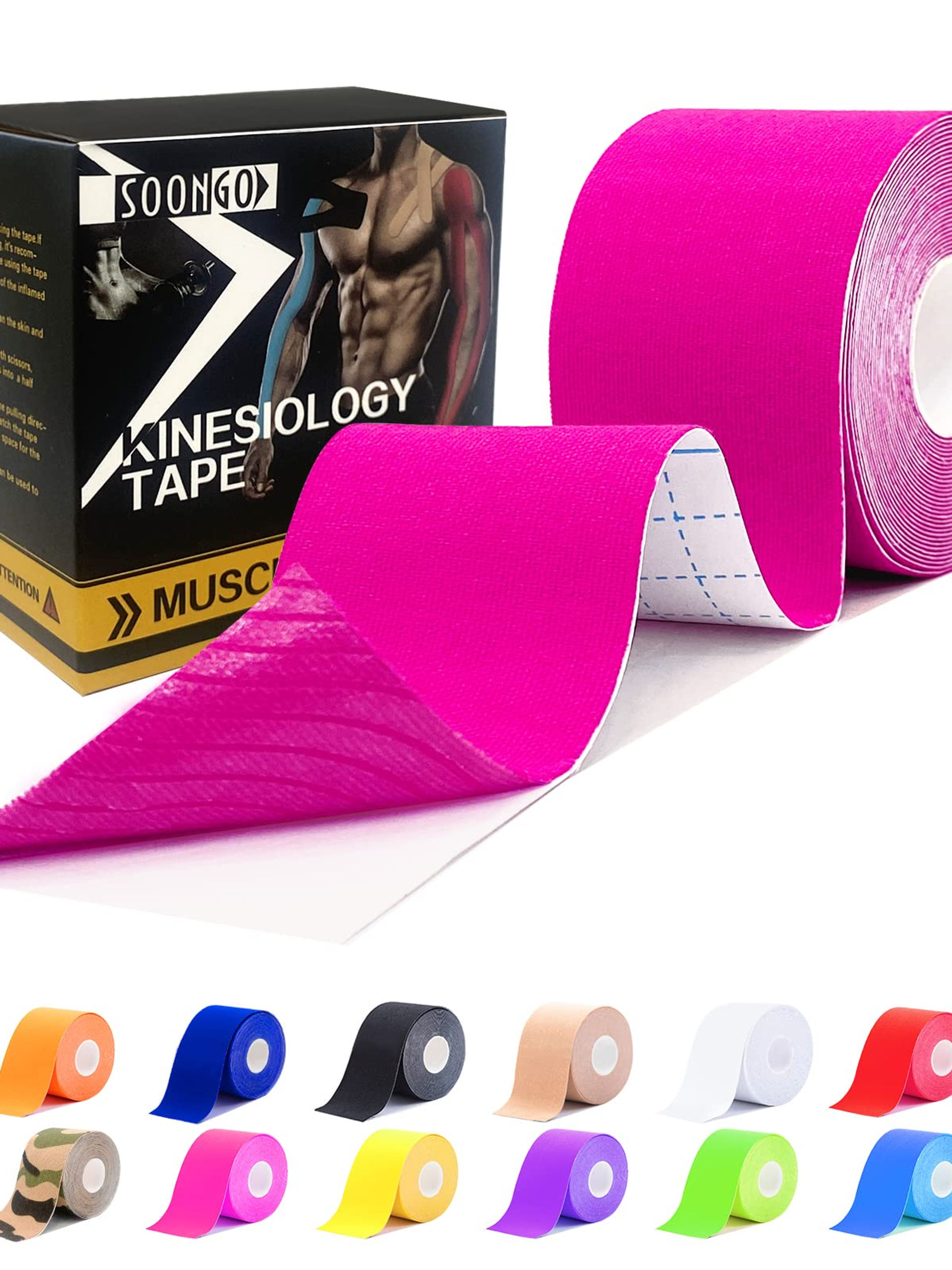 SOONGO Kinesiology Sports Tape 5m Roll for Muscle Support (Pink)