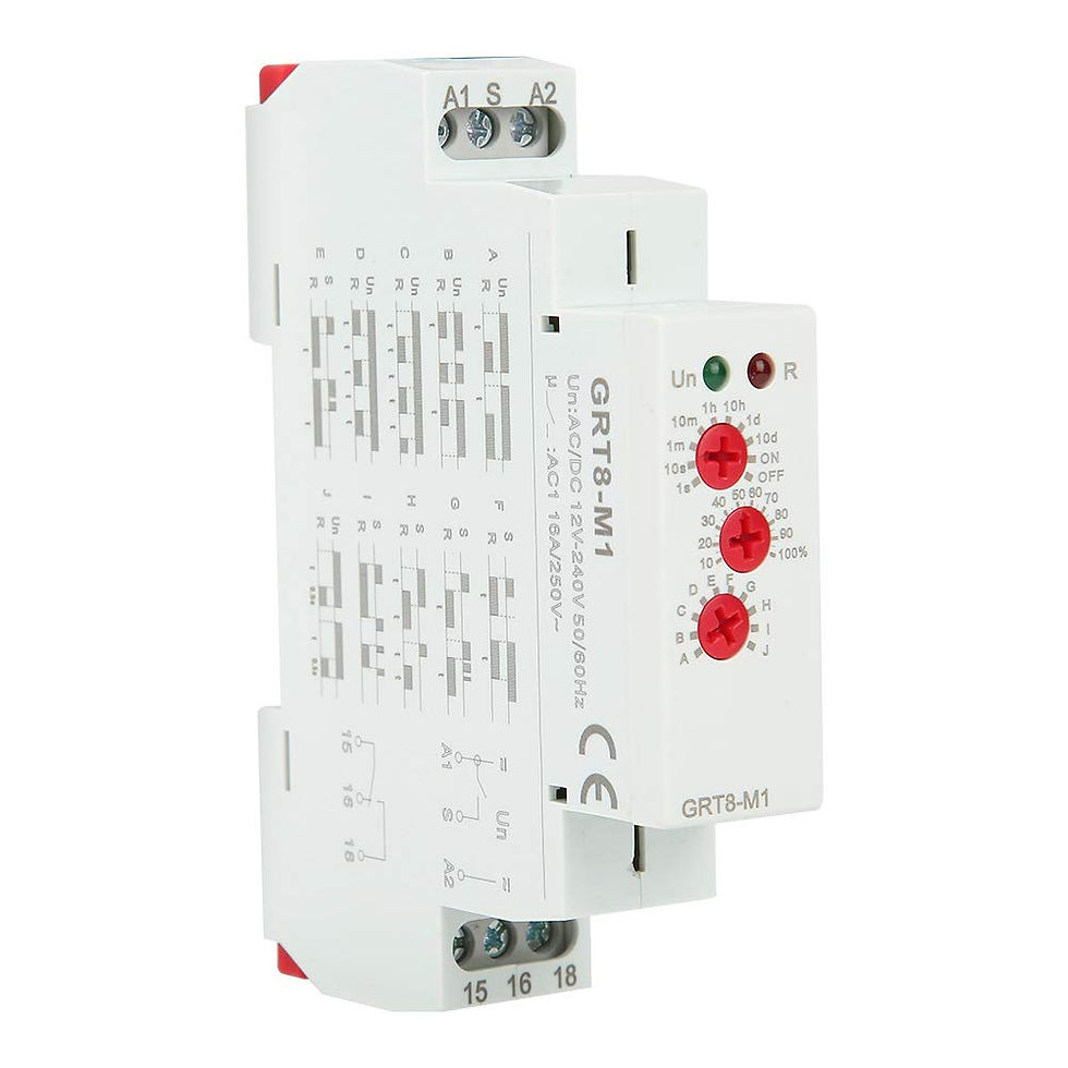 Thumbnail: 12V-240V Delay Relay, Relays, with Functions Time Timer Multifunction Rail