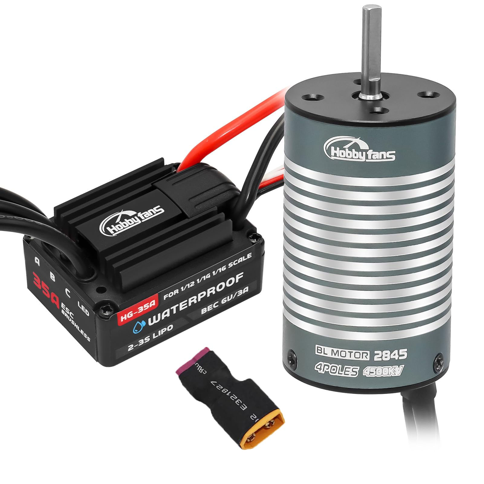 Hobby Fans Brushless & Waterproof ESC for 2845 4500KV Motor Redcat Black