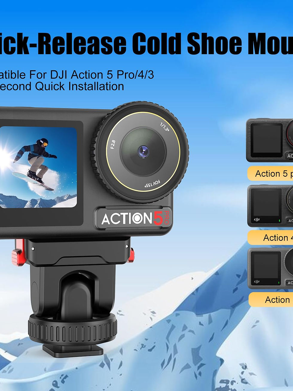 Thumbnail: Osmo Action Camera Cold Shoe Adapter, Magnetic, Adjustable for DJI OSMO