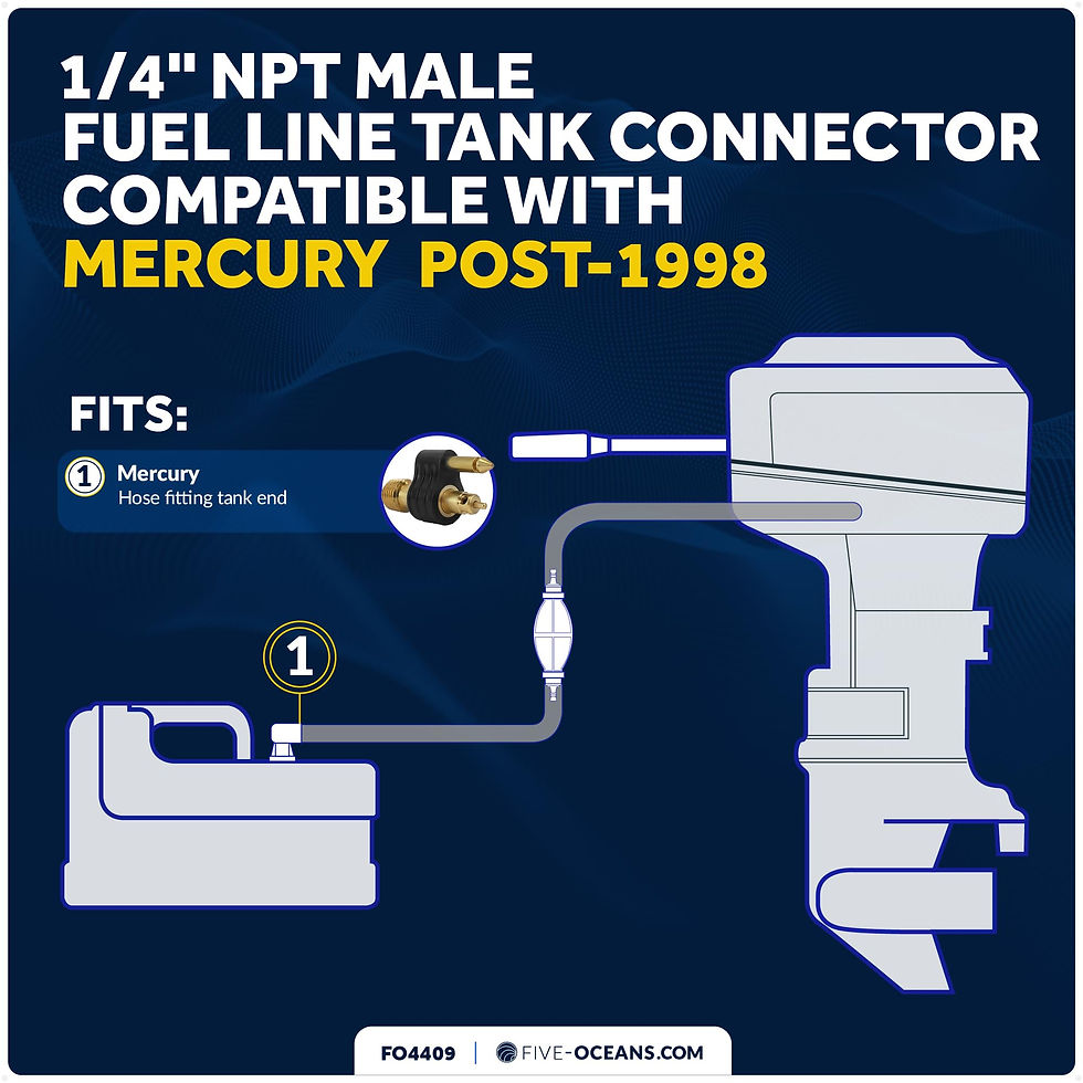 Thumbnail: Five Oceans NPT Fuel Tank Connector for 1/4" Male Mercury Tank End with