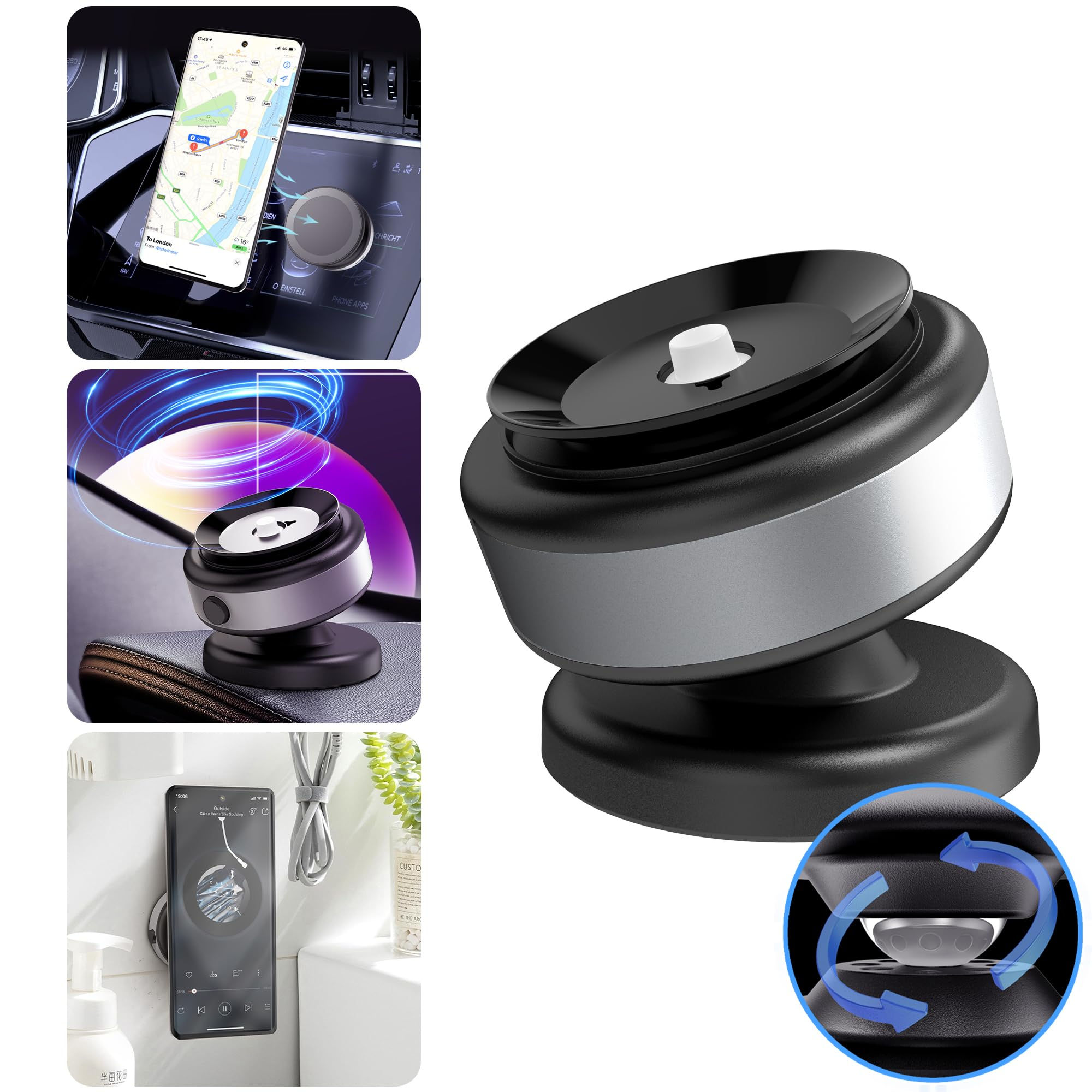 360 Rotatable Magnetic Phone Holder, Suction Mount for iPhone Android, Blue