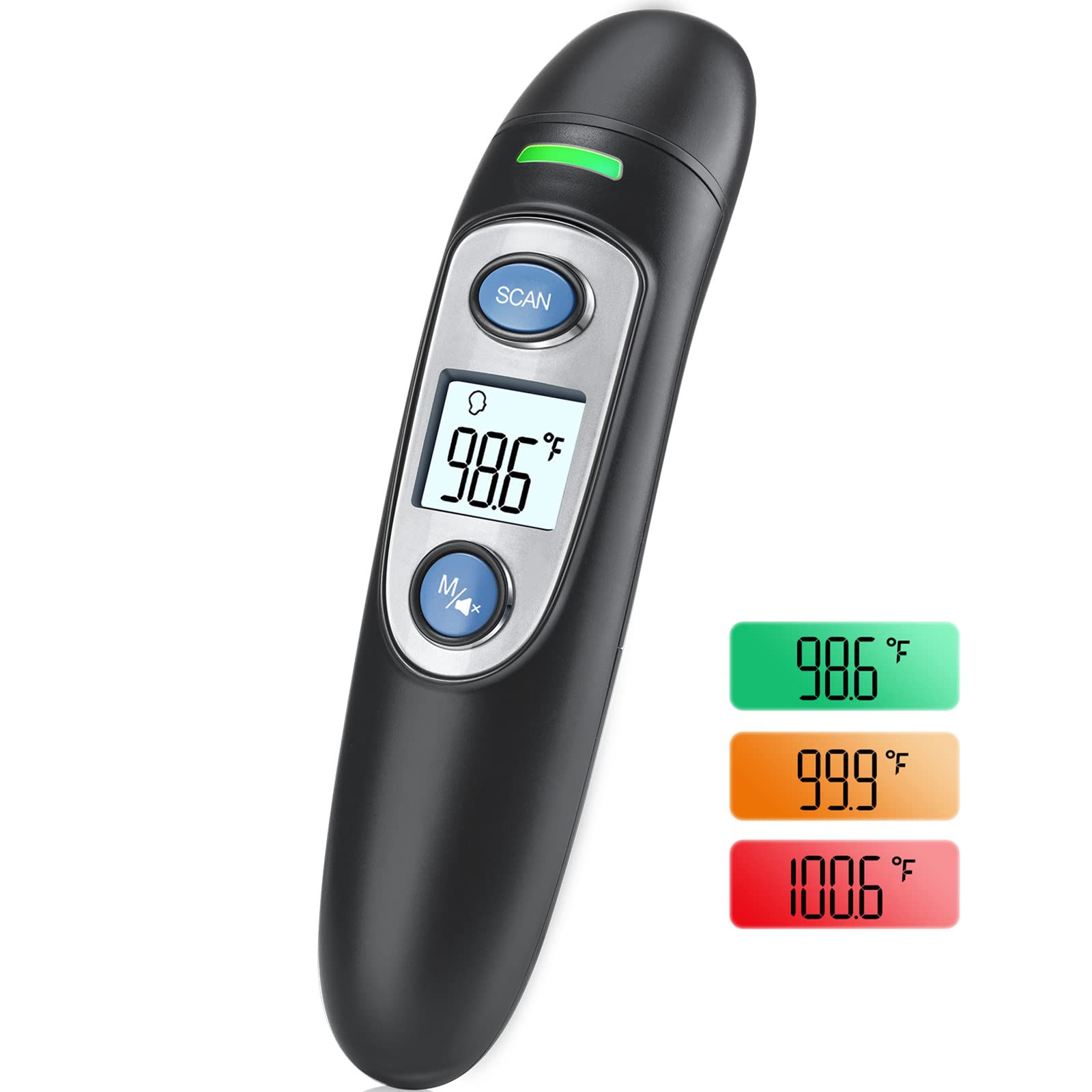 Infrared for Adults,Forehead and Ear Fever, Thermometer Indoor (Black) Black