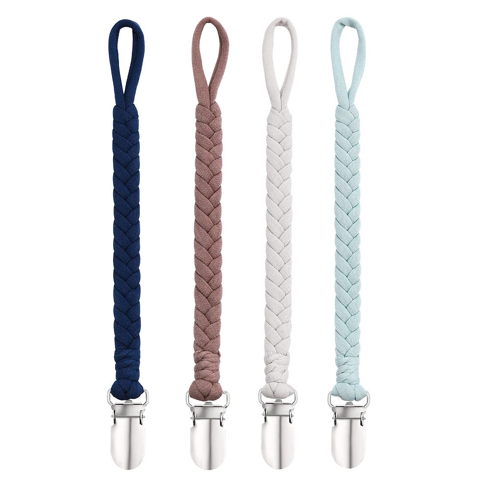 Thumbnail: BASICSLIFE Dummy Clips, 4-Pack BPA-Free Pacifier Holders, Multicolor