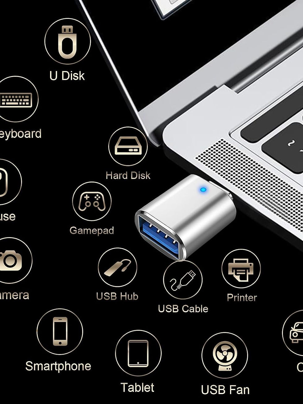 Thumbnail: Upgraded USB C to USB Adapter, 4 Pack, Compatible with MacBook, 4 Colors