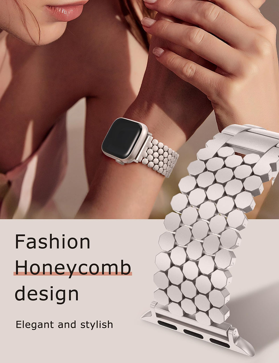 Thumbnail: Minyee Honeycomb Metal Strap for Apple Watch 41/38/44/45/42mm Series 10/9
