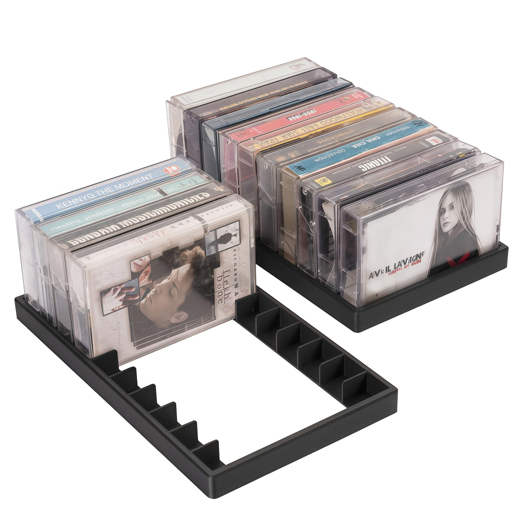 2Packs Tape Rack- Slots Audio Holder, Cassette Storage Organizer Durable