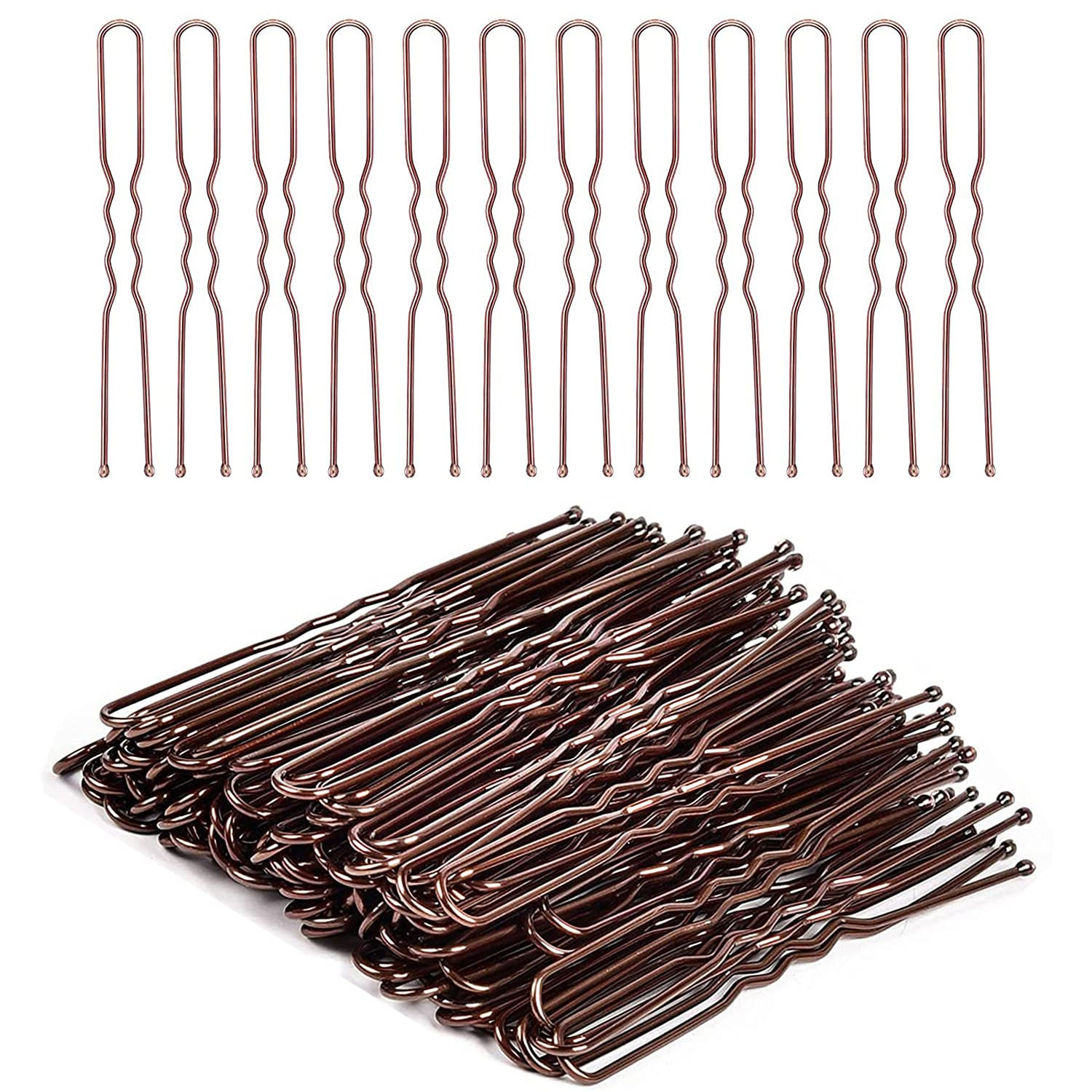 Brown Hair Pins, U-Shape Bobby Pins for Women, 50 Pieces (6cm/2.36 Inch)