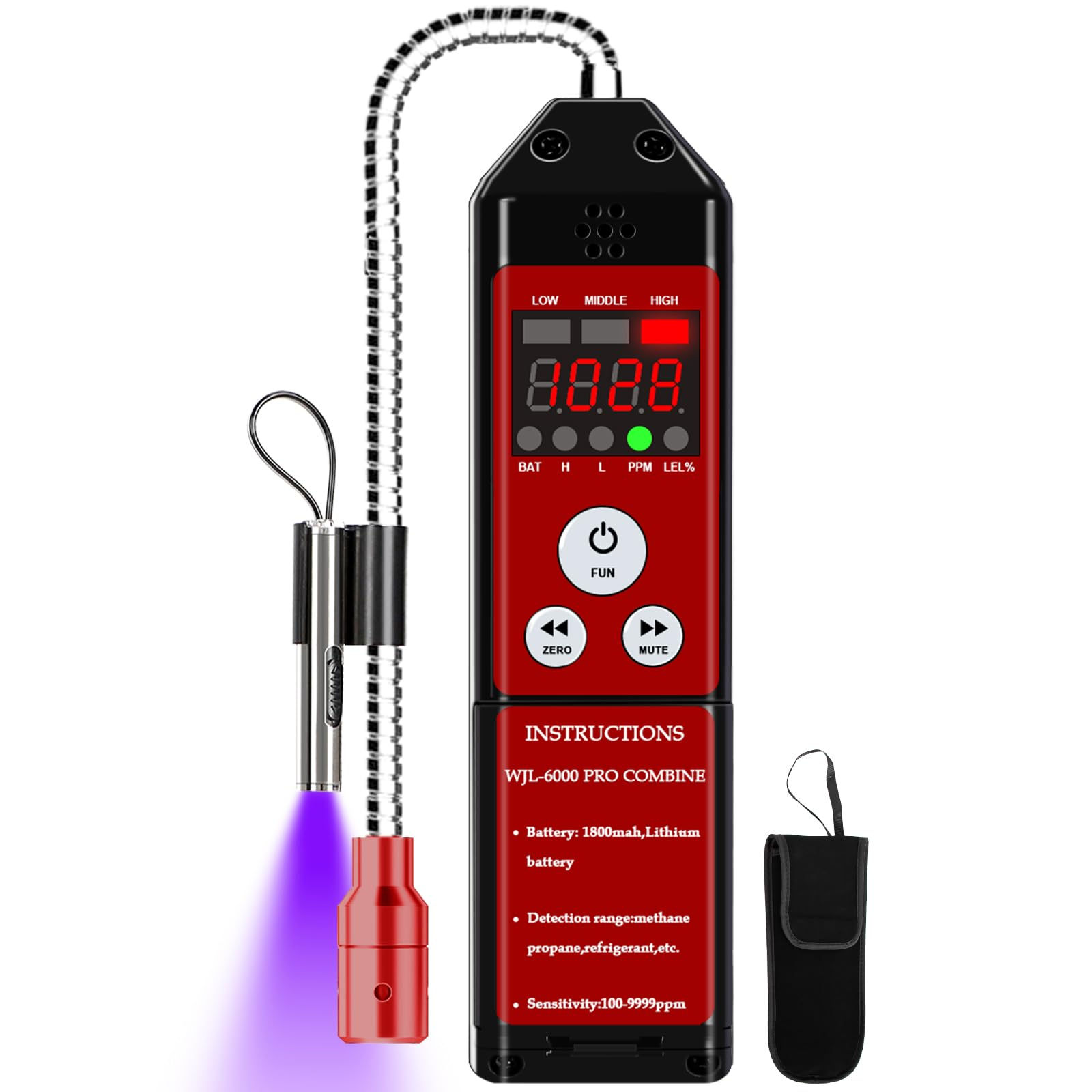 WJL-6000PRO Leak Detector, Freon Detector with Refrigerant Modes PPM Dual