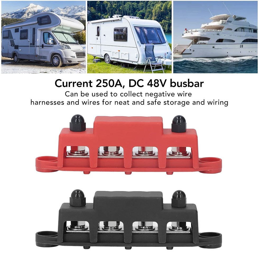 Thumbnail: Bus Bar Power Distribution Block, 2 Pcs M8 Terminal for RV/Boat, DC 48V