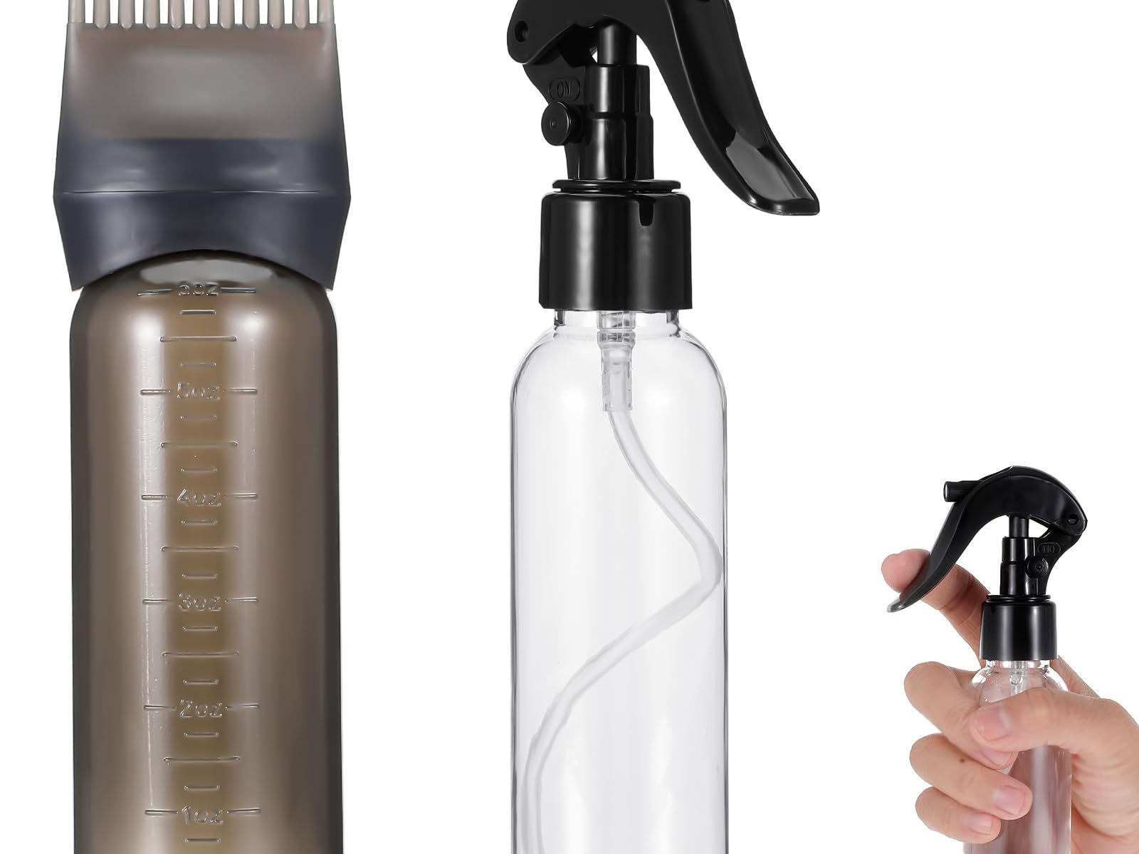 Hair Oil Applicator Bottle Set, Black, Graduated Scale, Coloring Tool