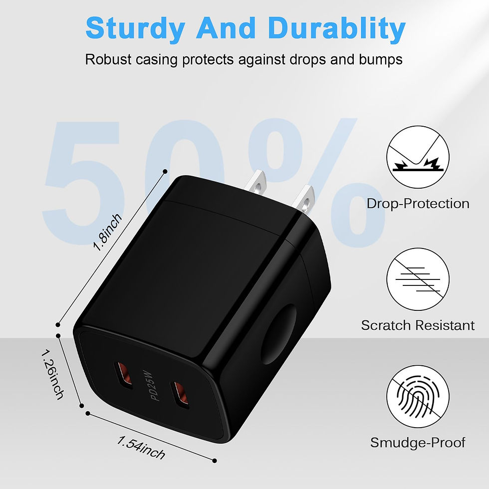 Thumbnail: 25W Fast USB-C Charger Block for Motorola, Samsung, iPhone, Pixel - Black