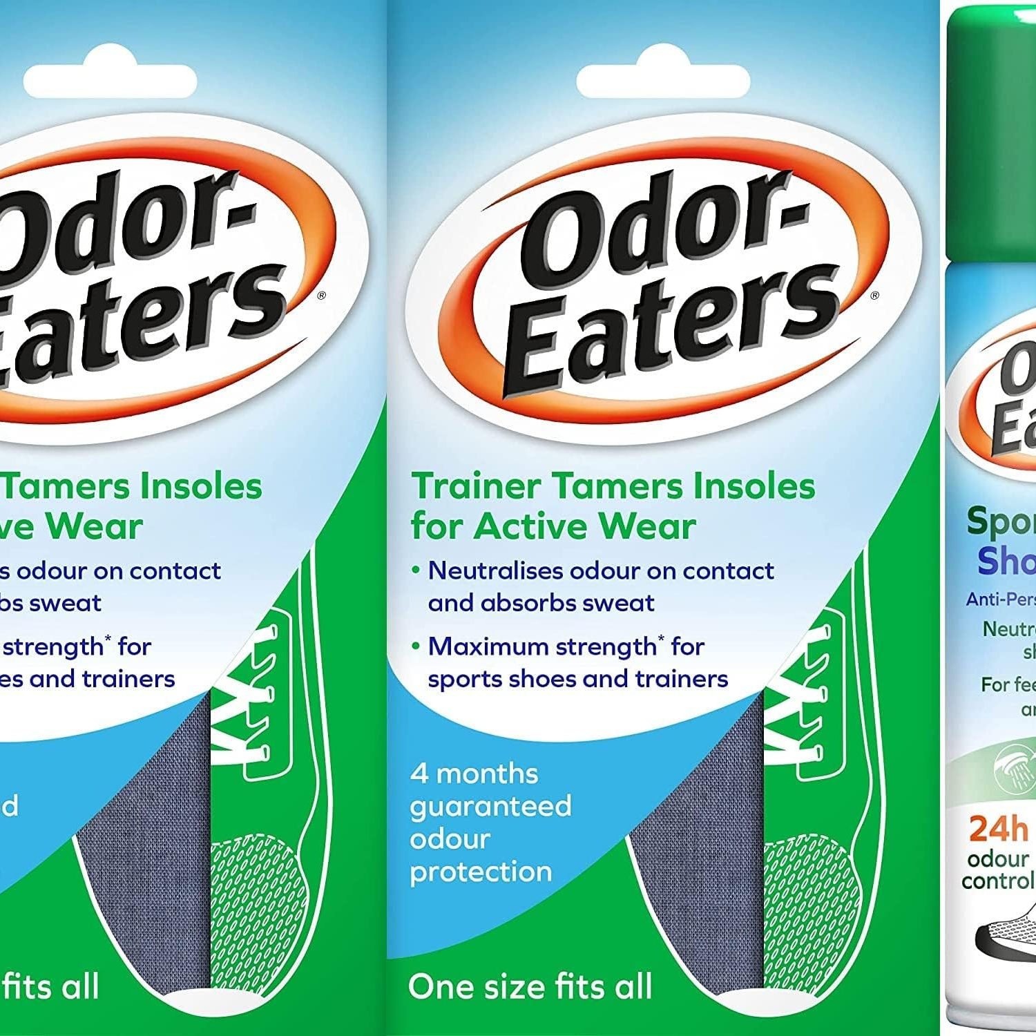 Odor-Eaters Insoles & Sport Foot Spray Bundle - 2 Pairs of Insoles + 150ml Spray