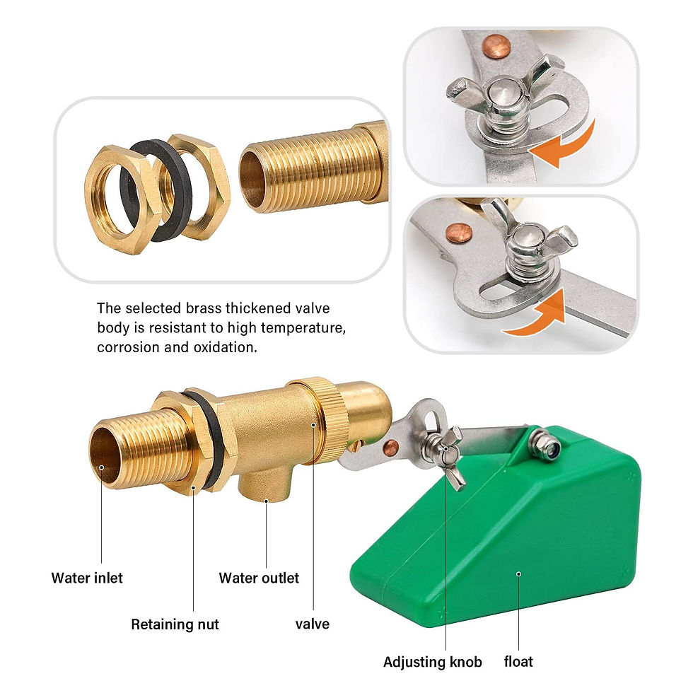 Thumbnail: 2pcs Brass Float Valve for Water Tank 1/2 Inch Automatic Fill Float Ball