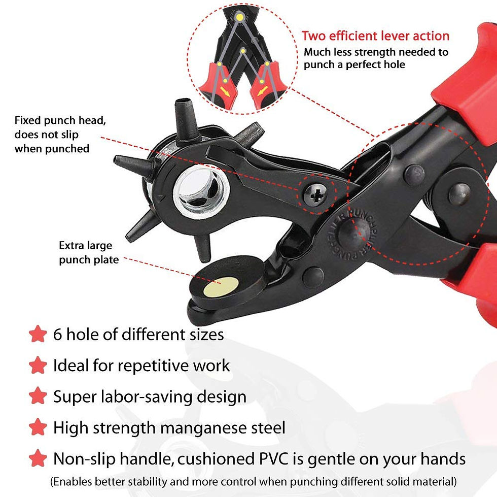 Thumbnail: Leather Hole Punch Tool for Belt - Multi Dog Home 02-Black/Red Hole Sizes