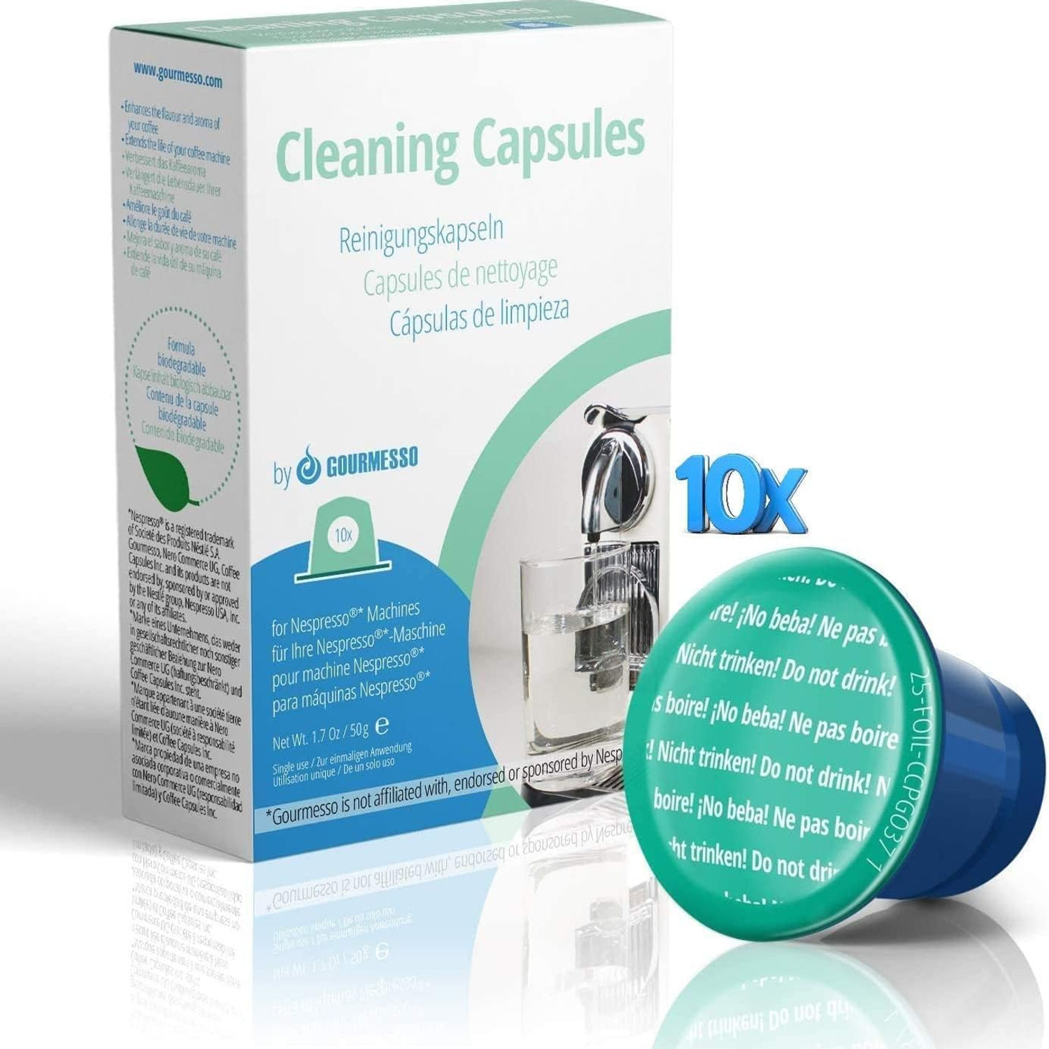 Gourmesso Nespresso Pods - Capsules for Kit Better Coffee! Cleaning 10 Original