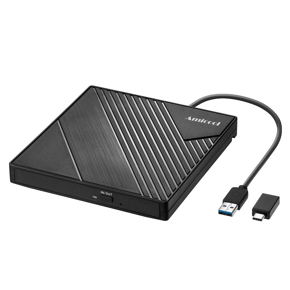 Thumbnail: Amicool External DVD Drive USB C 3.0 Slim ROM CD Burner CD/DVD +/-RW Optical